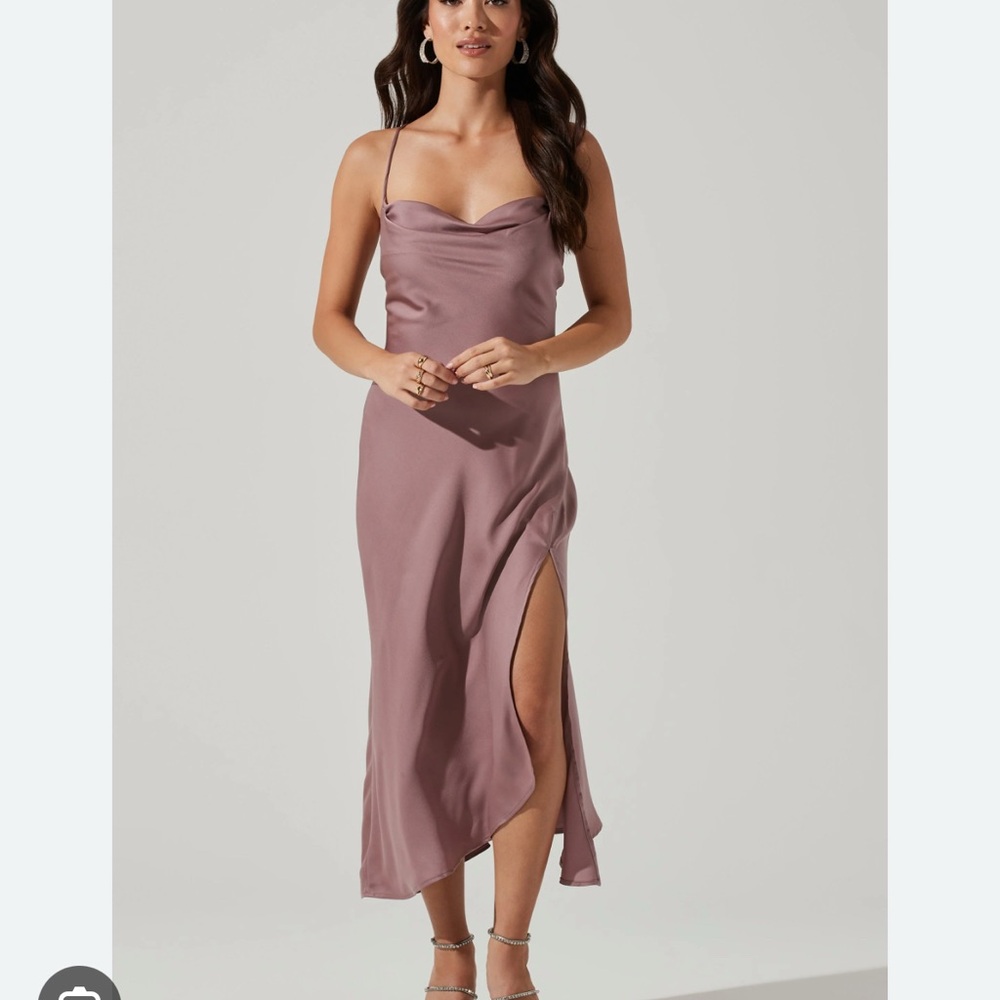 Astr Pink Asymmetrical Slip Dress Cowl Neck Cocktail